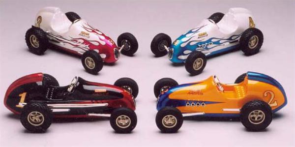 Don’s scale model “Offy Sprint” cars came with show quality pearl paint jobs.
