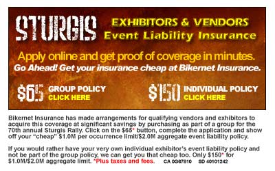 Sturgis Exhibitors & Vendors Event Liability Insurance