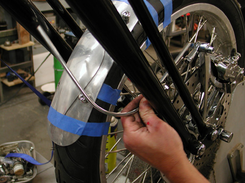 chris fitting rear rail to fender