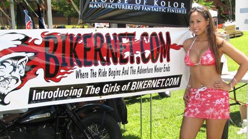 Bikernet banner and Hawaiian girl