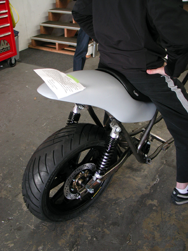 rear tire on the floor