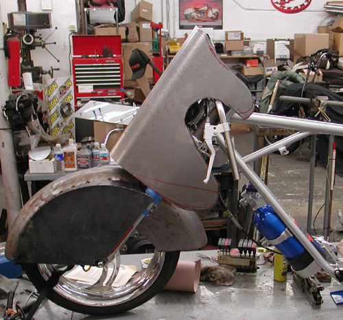 13 cut metal fairing on bike