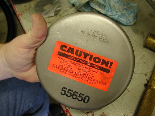 rotor with warning label