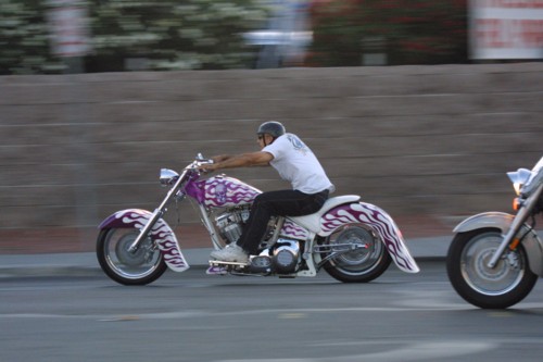 white w purple flames riding shot