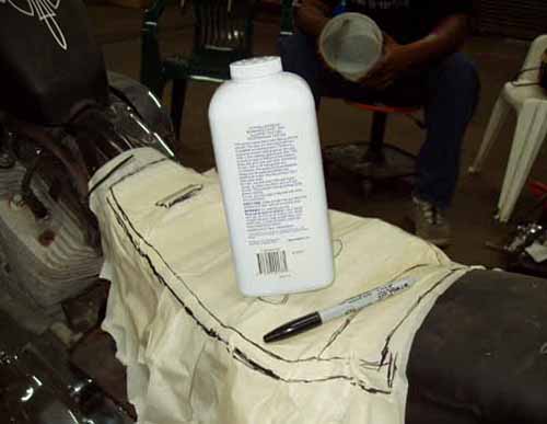 3 powder bottle on marked tape